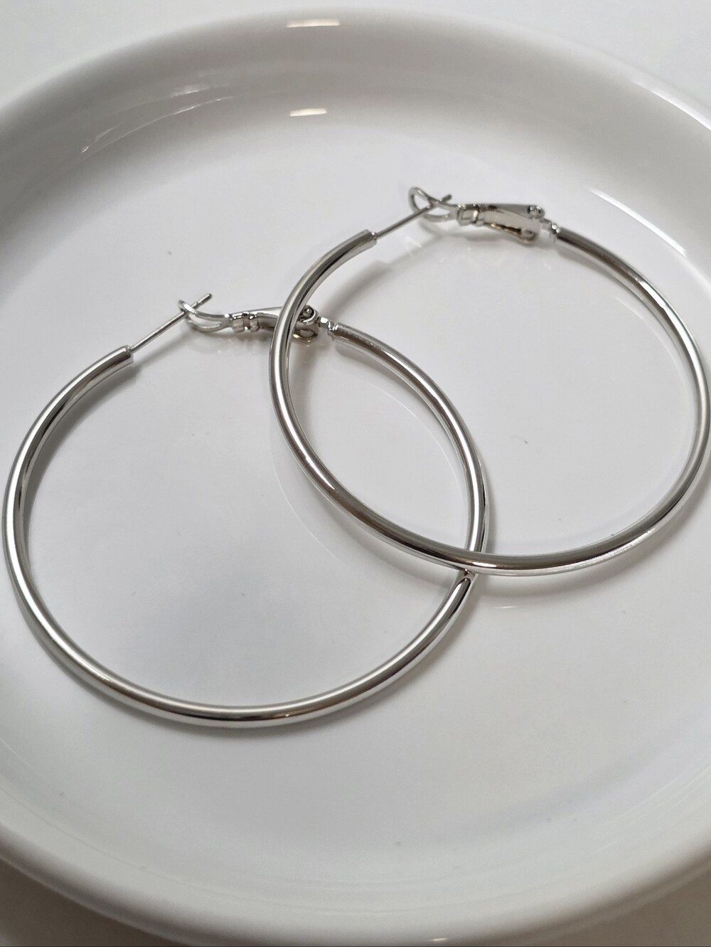 Solid Silver Thin 45" Plain Hoop Earring